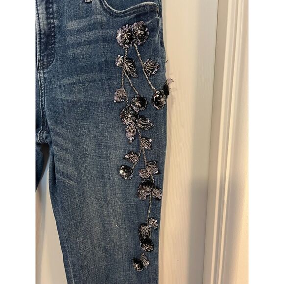 Chicos So Slimming Girlfriend Slim Leg Ankle Jeans Sequin Accents 10R / 1.5R - Picture 4 of 7